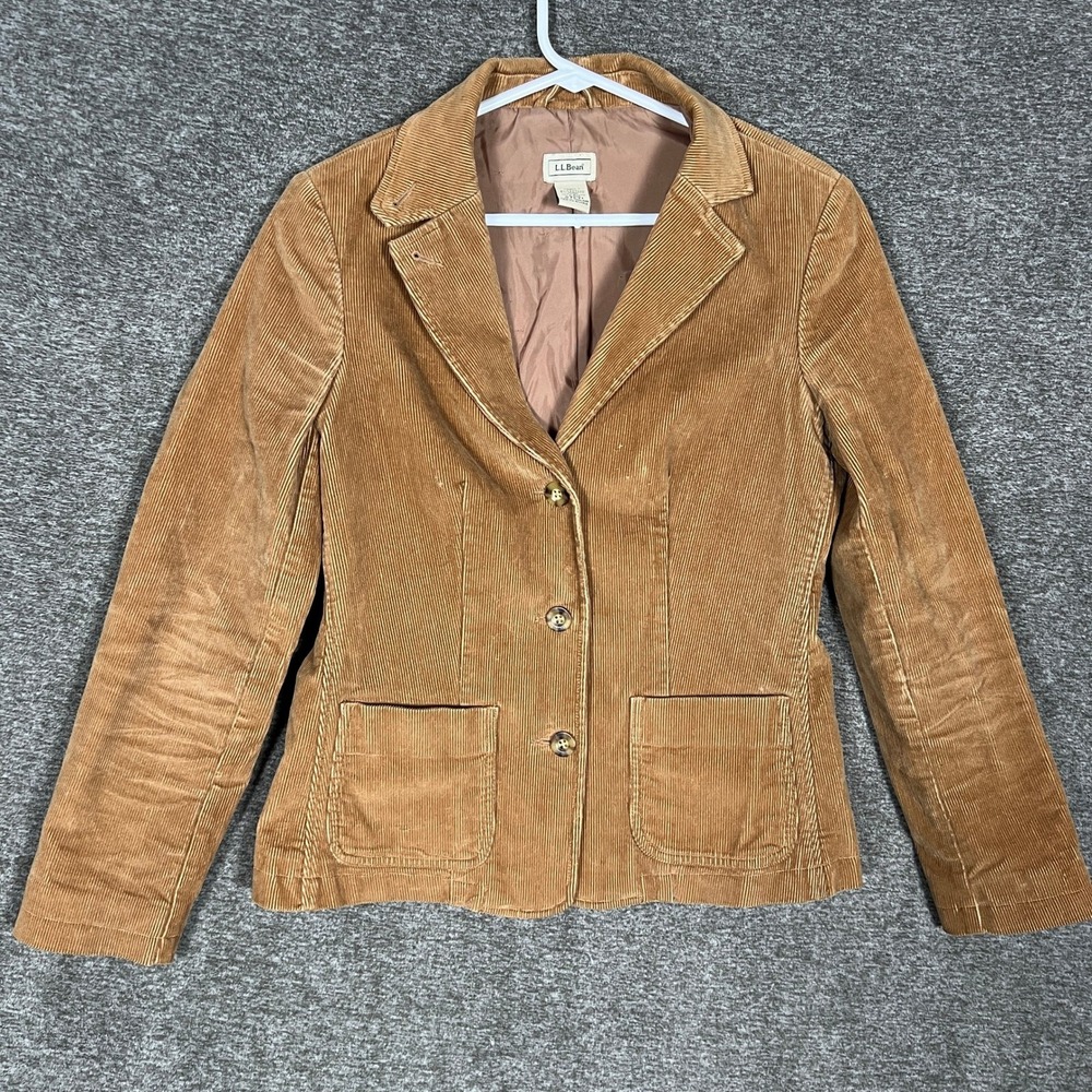 L.L.Bean Womens Corduroy‎ Blazer Jacket Size 4 Regular Brown Cotton
